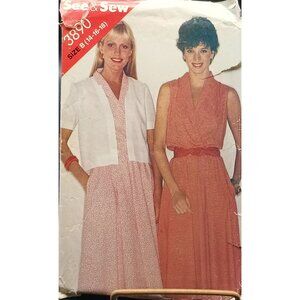 UNCUT See & Sew By Butterick 3890 Vintage Sewing Pattern Size B 14-16-18 Dress
